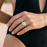 14k 2/tone Chandelier Plumeria Ring — worn on model (blonde, view 3)