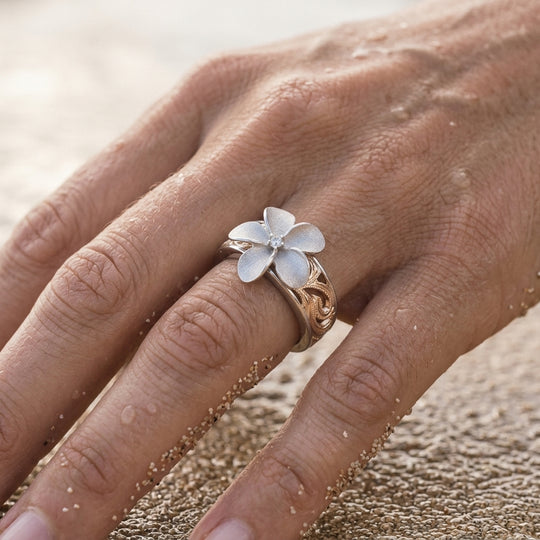 14k 2/tone Chandelier Plumeria Ring