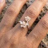 2/tone 14k 8 and 11mm Plumeria Ring — worn on model (brunette, view 3)