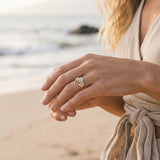 14k 8mm 2/Tone Plumeria Ring with 3 Diamonds — worn on model (blonde, view 3)