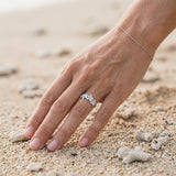 14k 8mm Plumeria Ring with 4 Diamonds — worn on model (blonde, view 3)