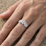 14k 8mm Plumeria Ring with 4 Diamonds — worn on model (blonde, view 4)