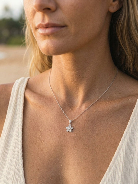 8mm 14k Plumeria Pendant with 0.02 carats diamond