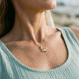 22mm 14k Crab Pendant with 3 Diamonds — worn on model (blonde, view 4)