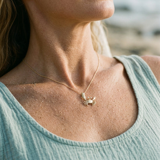 22mm 14k Crab Pendant with 3 Diamonds