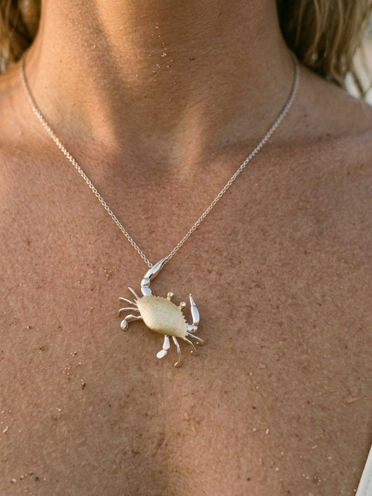 14k 28mm Crab Pendant with 2 Diamonds