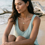 2/tone 14k Crab Pendant with 2 Diamonds — worn on model (brunette, view 1)