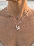 25mm 14k 2/tone Crab Pendant with 2 Diamonds — close-up on model