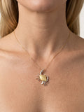 14k 2/tone 18mm Crab Pendant with 2 Diamonds — close-up on model