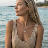 14k 2/tone Crab Pendant with 2 Diamonds and 3 Sapphires — worn on model (blonde, view 2)