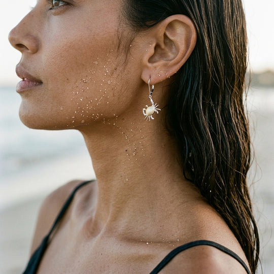 14k 2/tone 18mm Crab Earrings with 4 Diamonds