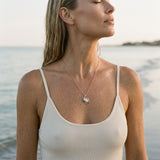 18mm 14k 2/tone Crab Pendant with 2 Diamonds — worn on model (blonde, view 1)