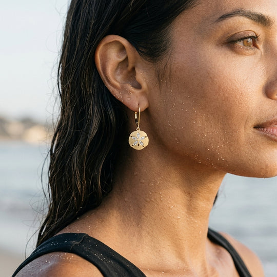 Boucles d'oreilles de sable de 12 km de 14 km avec 20 diamants