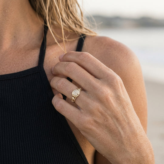 Bague de sable de 14 km mm avec 5 diamants