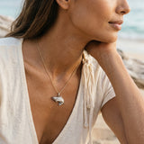 14k 2/tone Salmon Pendant with 7 Diamonds — worn on model (brunette, view 4)