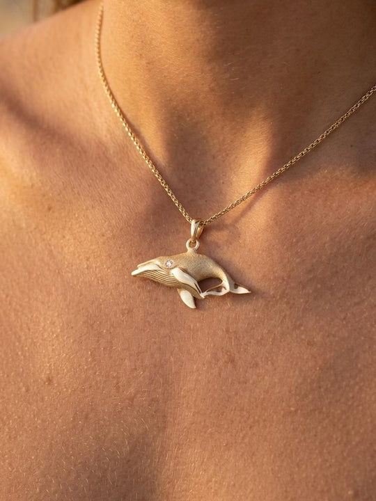 14k 23mm Whale "Humpback Single" Pendant