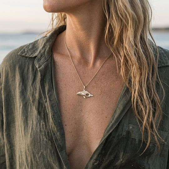 14k 23mm Whale "Humpback Single" Pendant