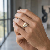 14k 2/tone 20mm "Jumping Couple" Dolphin Ring — worn on model (blonde, view 2)