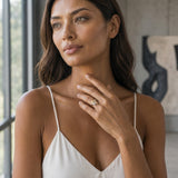 14k 2/tone 20mm "Jumping Couple" Dolphin Ring — worn on model (brunette, view 1)