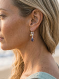 Precious Silver 18k "Dancing Couple" Dolphin Leverback Earring — close-up on model