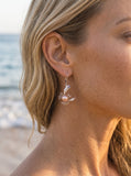 Precious Silver 22mm Crab Earrings with 4 Diamonds — close-up on model