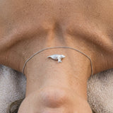 Precious Silver Single Manatee Pendant with Diamond — worn on model (blonde, view 4)