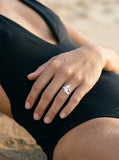 Precious Silver Whale Tail Ring — worn on model (brunette, view 3)