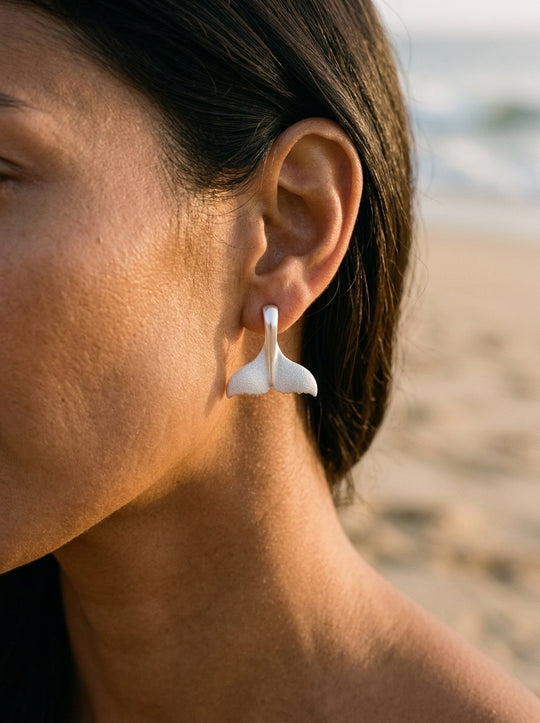 Precious Silver 20mm "Whale Tail" Earrings