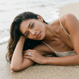 Precious Silver 18mm Starfish Ring with White Sapphire — worn on model (brunette, view 1)