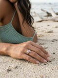 Precious Silver 18mm Starfish Ring with Pink Sapphire — worn on model (brunette, view 3)