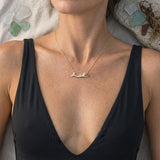 14k Mermaid Necklace with Tanzanite — worn on model (blonde, view 4)