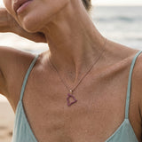 14k "Hawaii" Pendant with 30 Pink Sapphire (Dark Red) — worn on model (blonde, view 4)