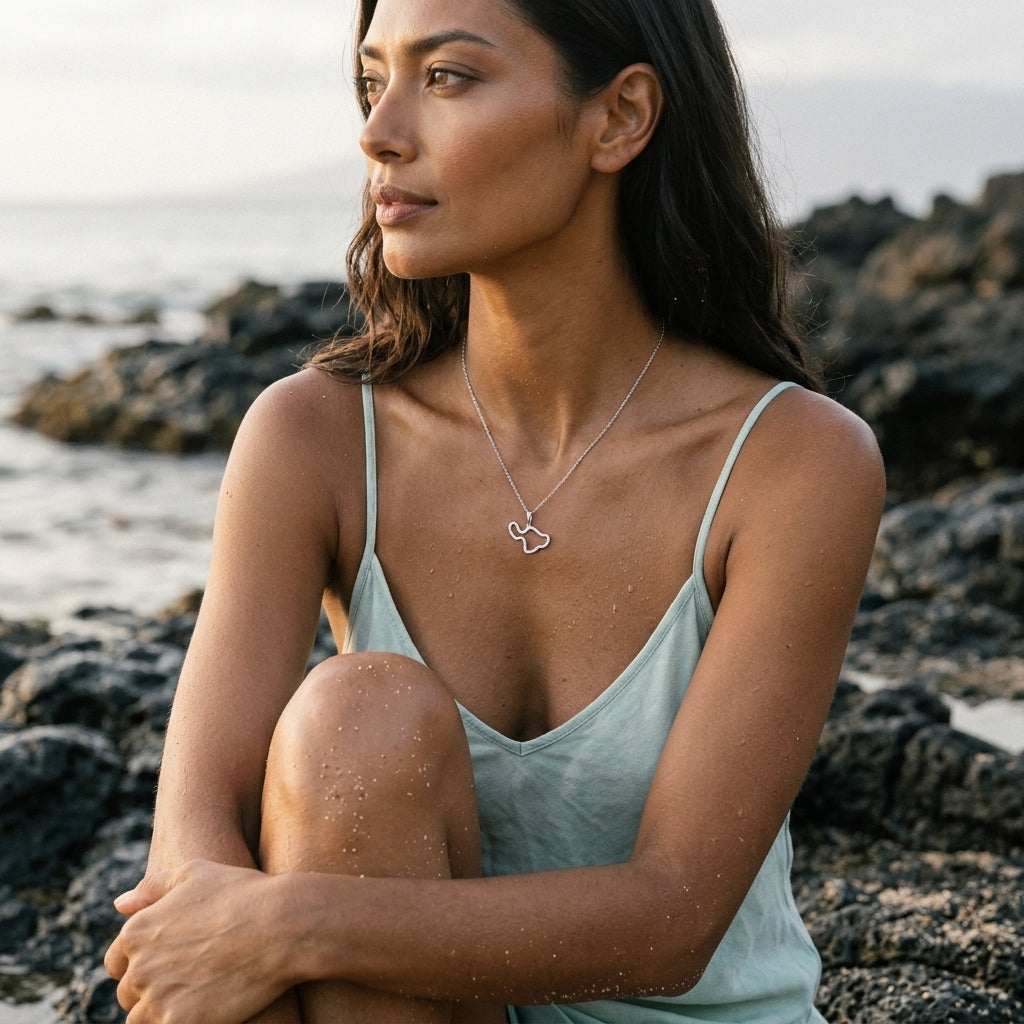 14k "Maui" Pendant with 44 Diamonds — worn on model (brunette, view 1)