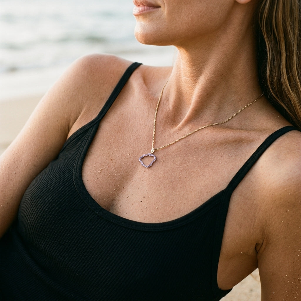 14k "Kauai" Pendant with 30 Lavender Sapphires — worn on model (blonde, view 3)