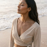 14k "Oahu" Pendant with 37 Yellow Sapphires — worn on model (brunette, view 2)