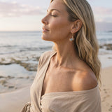 14k Crab Earrings with 22 Blue Diamonds — worn on model (blonde, view 2)