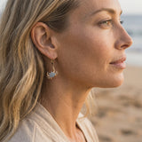 14k Crab Earrings with 22 Blue Diamonds — worn on model (blonde, view 4)