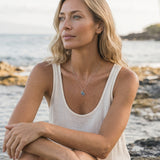 14k Crab Pendant with 11 Blue Diamonds — worn on model (blonde, view 2)