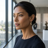14k 17mm Crab Earrings with 6 Diamonds — worn on model (brunette, view 2)