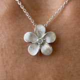 14k 8mm Plumeria Slide with Diamond — worn on model (blonde, view 2)