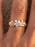 8mm 14k 2/tone Diamond Plumeria Ring — close-up on model