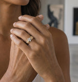 8mm 14k 2/tone Diamond Plumeria Ring — worn on model (brunette, view 1)