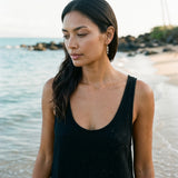 14k 2/tone Fish Bone Earrings with 16 Diamonds — worn on model (brunette, view 1)