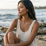 14k 2/tone Octopus Pendant with 6 Diamonds — worn on model (brunette, view 2)
