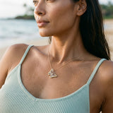 14k 2/tone Single Butterfly Pendant with 40 Yellow Sapphires — worn on model (brunette, view 4)