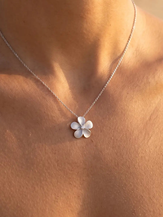 14k 15mm Plumeria Slide with 0.04 carats diamond