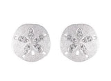 12mm Precious Silver Sand Dollar Earring with 20 White Sapphires
