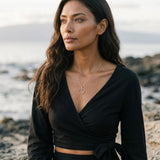 14ky "Kauai" Pendant with .03ct Diamond (for HANALEI) — worn on model (brunette, view 1)