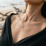 14ky "Kauai" Pendant with .03ct Diamond (for HANALEI) — worn on model (brunette, view 4)
