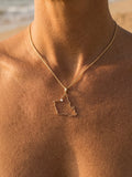 14ky "Oahu" Pendant with .03ct Diamond (for HALEIWA) — close-up on model
